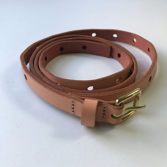 J CREW WOMENS VEGTABLE TANNED LETAHER BELT BROWN ADJUSTABLE WOMENS MEDIUM LARGE - Picture 7 of 9